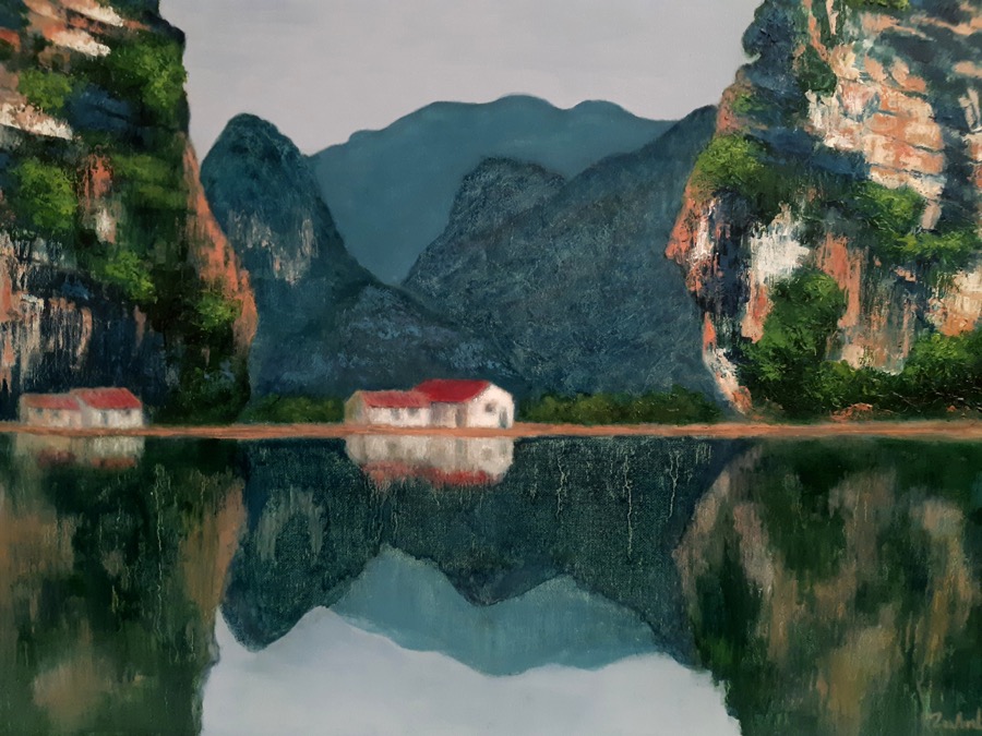 HÀ LONG,<br>
Huile sur toile, 65 x 50 cm<br>
2023